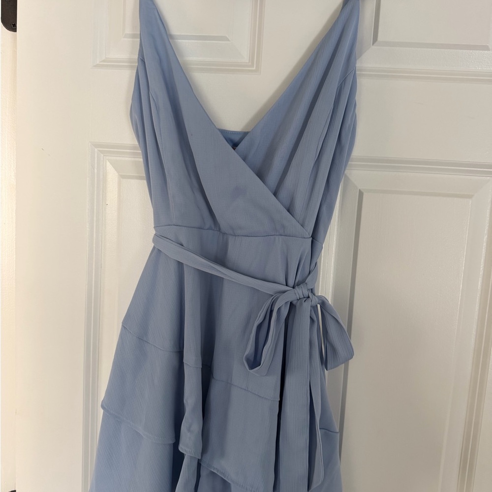 Chic Light Blue Wrap Dress
